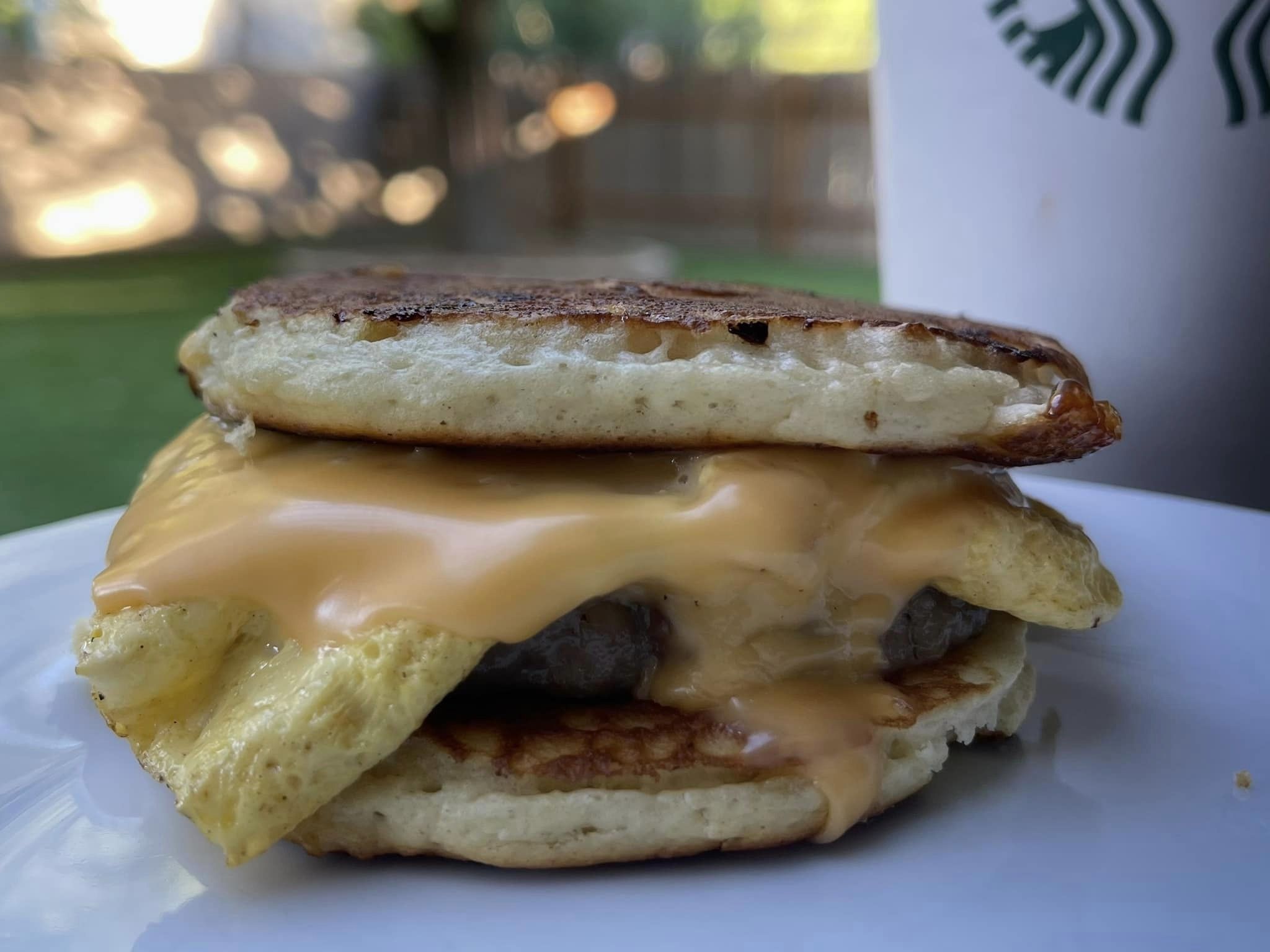 Sausage Egg & Cheese McGriddle on the Blackstone