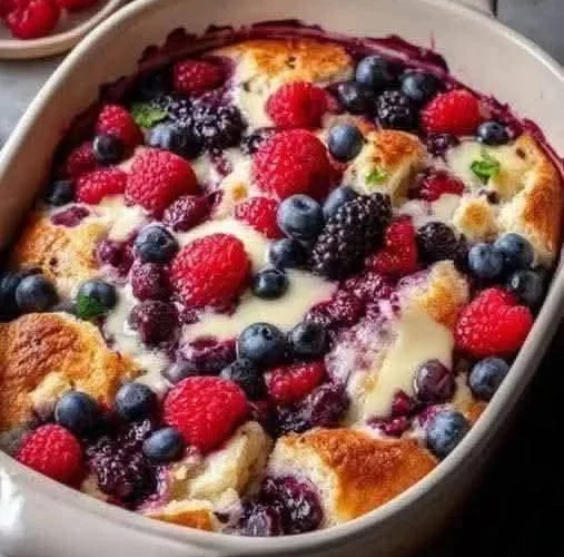 High Protein Triple Berry Breakfast Bake