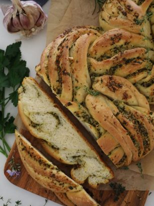 Rustic Sourdough Garlic Herb Twist Bread