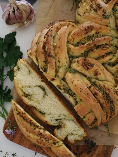 Rustic Sourdough Garlic Herb Twist Bread