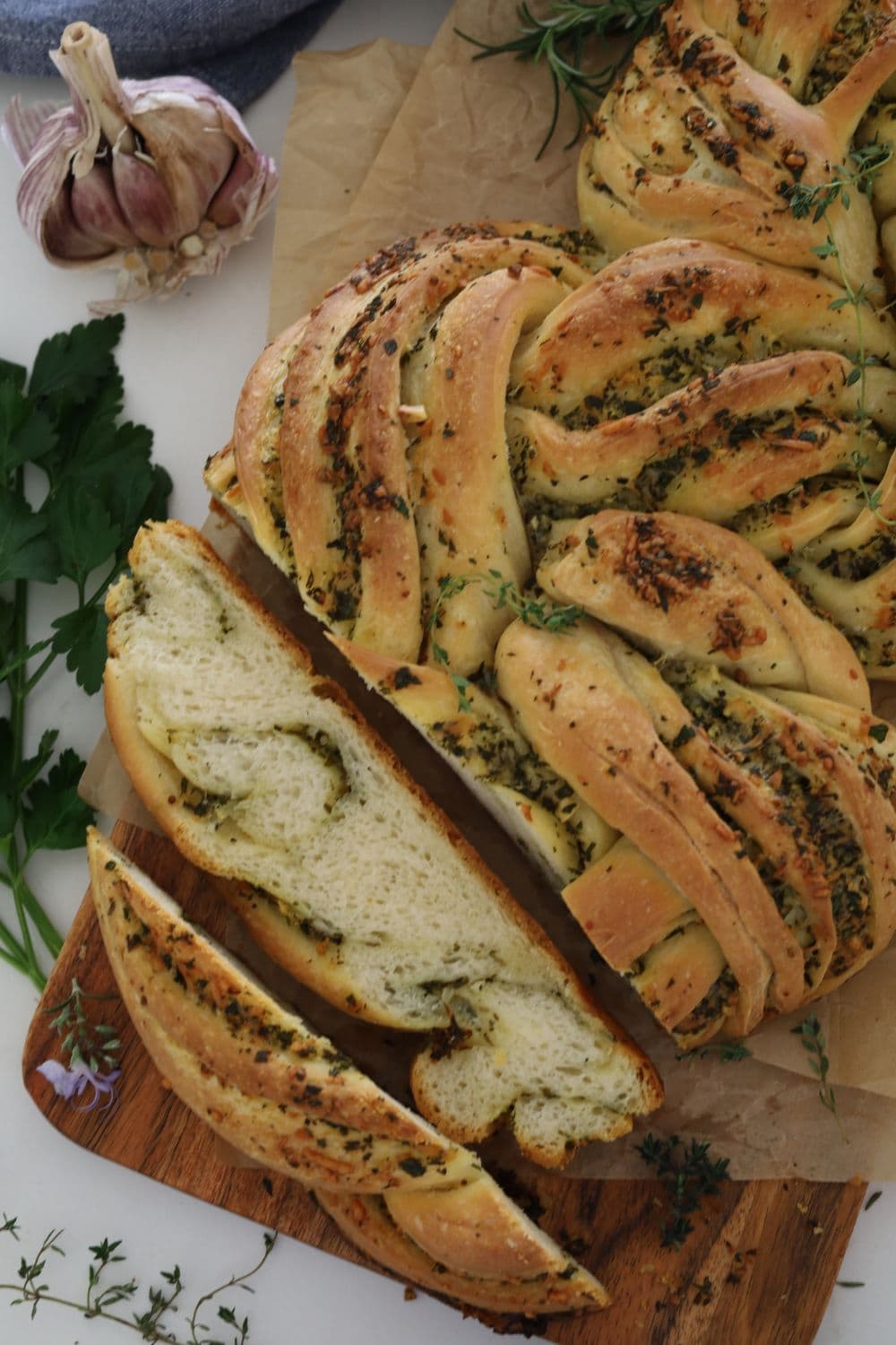 Rustic Sourdough Garlic Herb Twist Bread